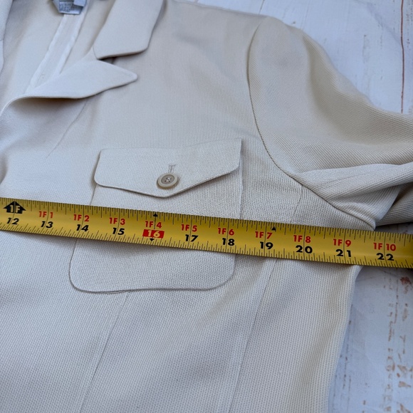 WORTH | 100% Pure Silk Blazer Jacket | Size 14 | Beige Neutral Elegance - Picture 4 of 7